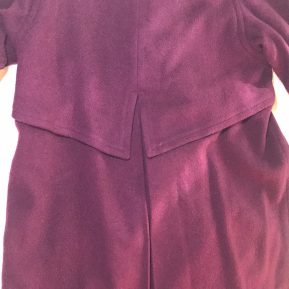 Vintage Long Purple Wool Coat with Pockets - Picture 7 of 16